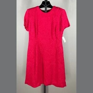 NEW Talbots Dress Womens 10 petite red silk floral sheath classic colorful